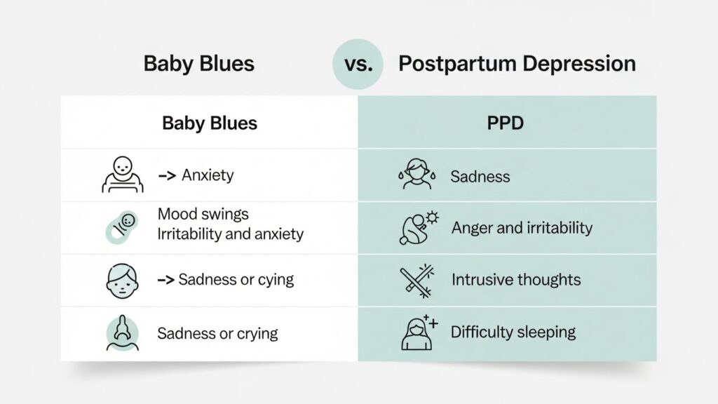 baby blues comparison chart