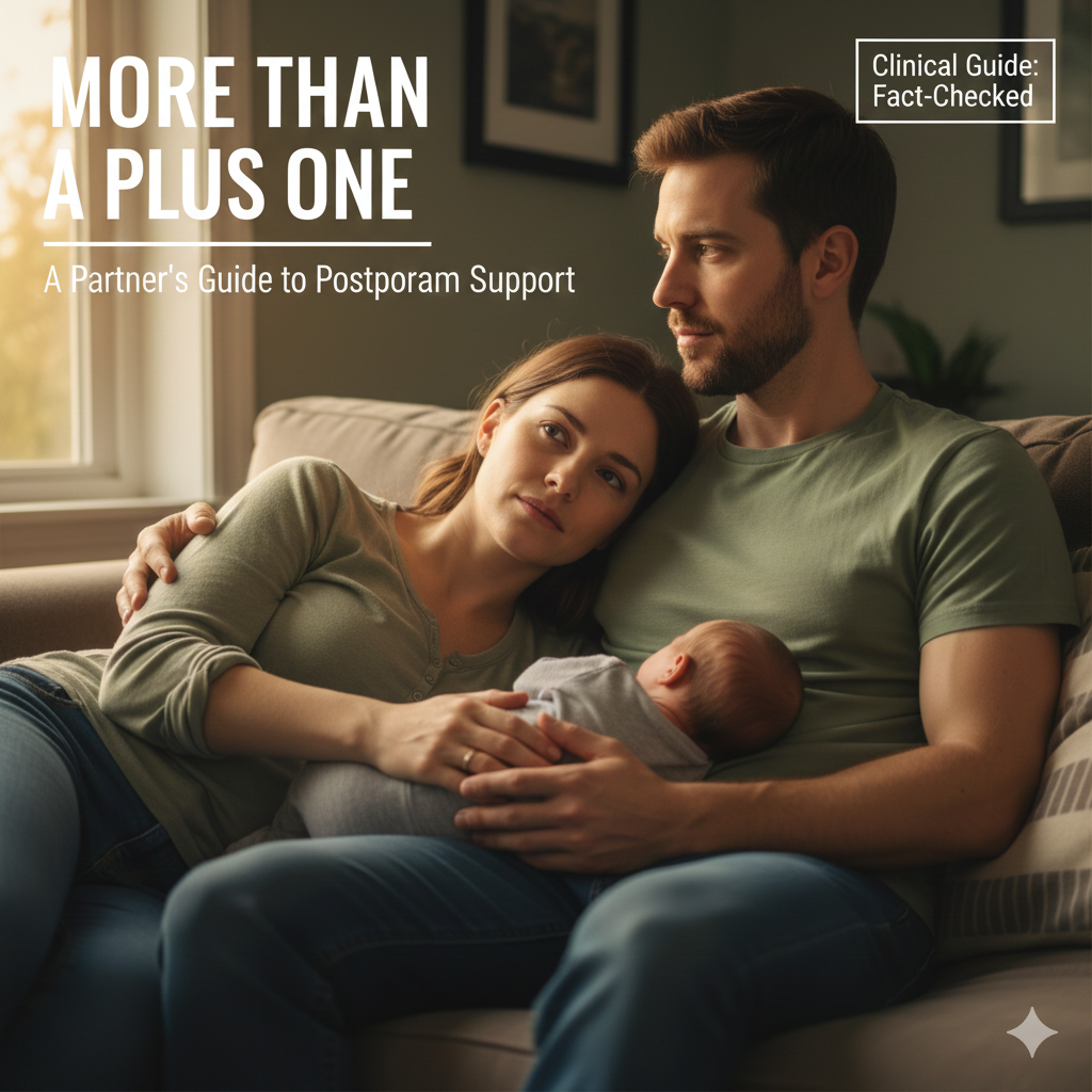 An artistic medical representation of DNA strands and hormone molecules merging with soft purple and gold light, symbolizing the biological reality of postpartum depression.