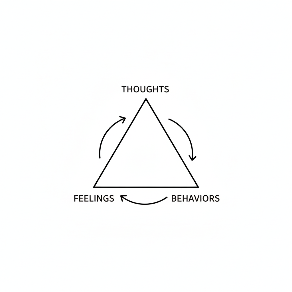 image of a thought triangle for CBT therapy
